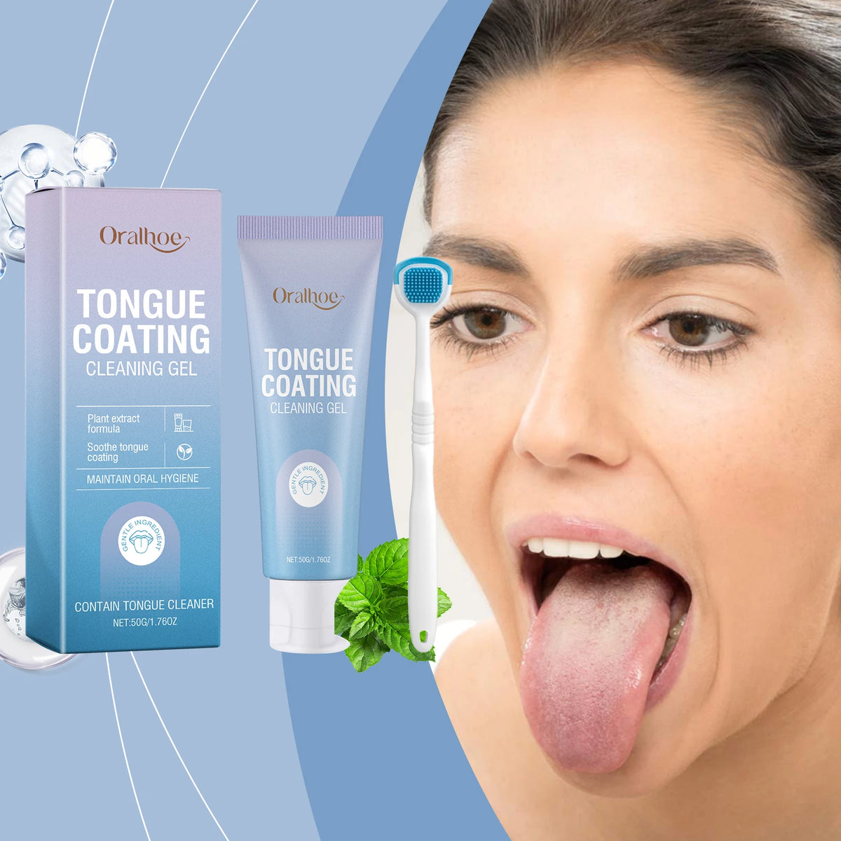 Tongue Cleaning Gel and Brush Kit for Fresh Breath