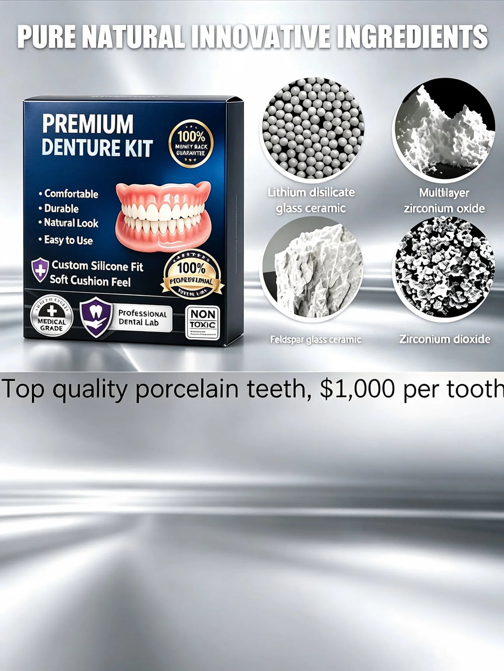 Temporary Silicone Cosmetic Denture Kit for Natural Smile