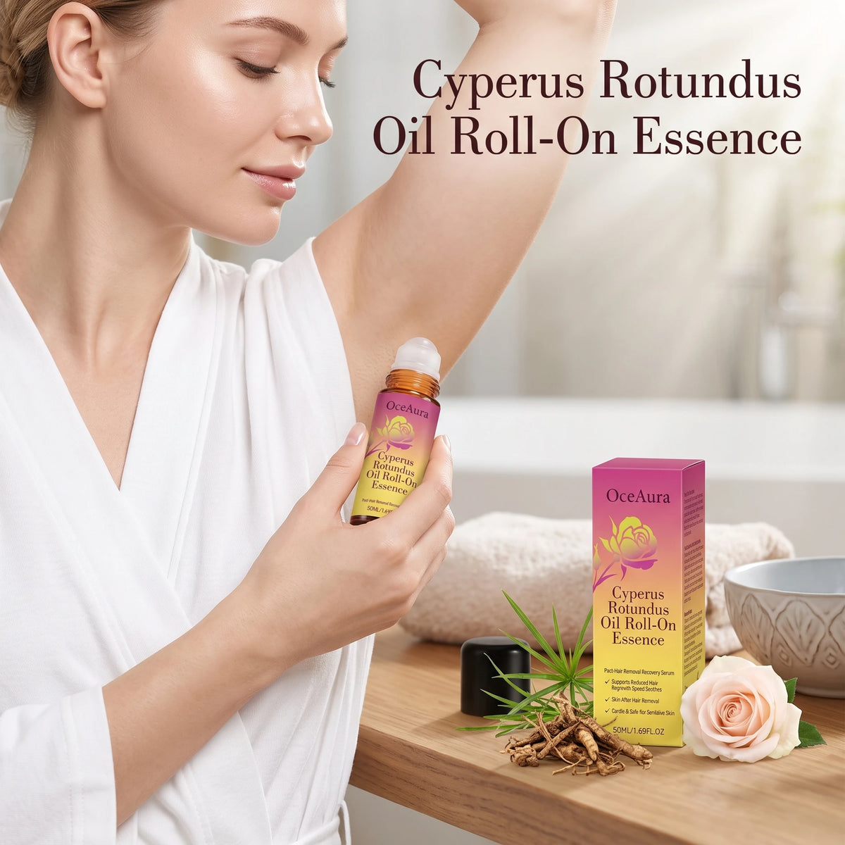 Cyperus Rotundus Roll-On Essence for Post-Hair Removal Skin Soothing