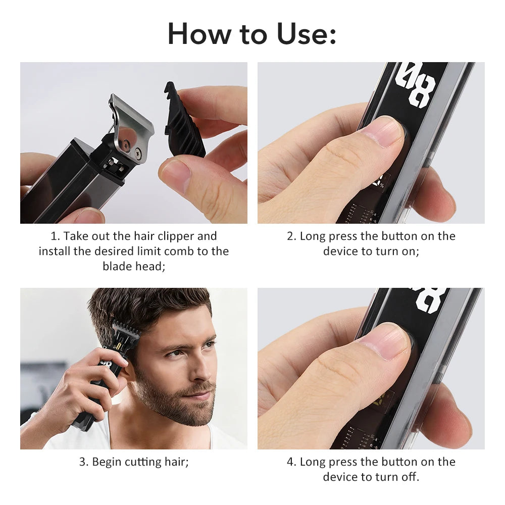 Professional Cordless Hair Trimmer with Digital Display - 9