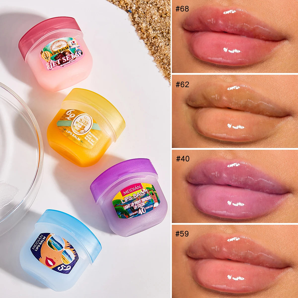 Meidian Fruity Lip Balm Set Moisturizing Lip Care Treatment - 2