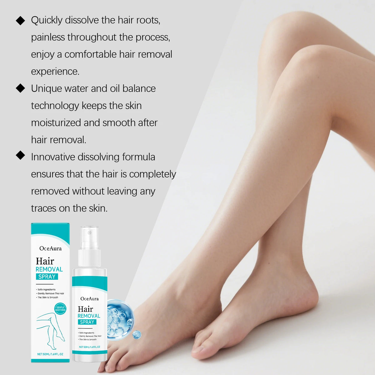 Painless Hair Removal Spray for Body and Legs