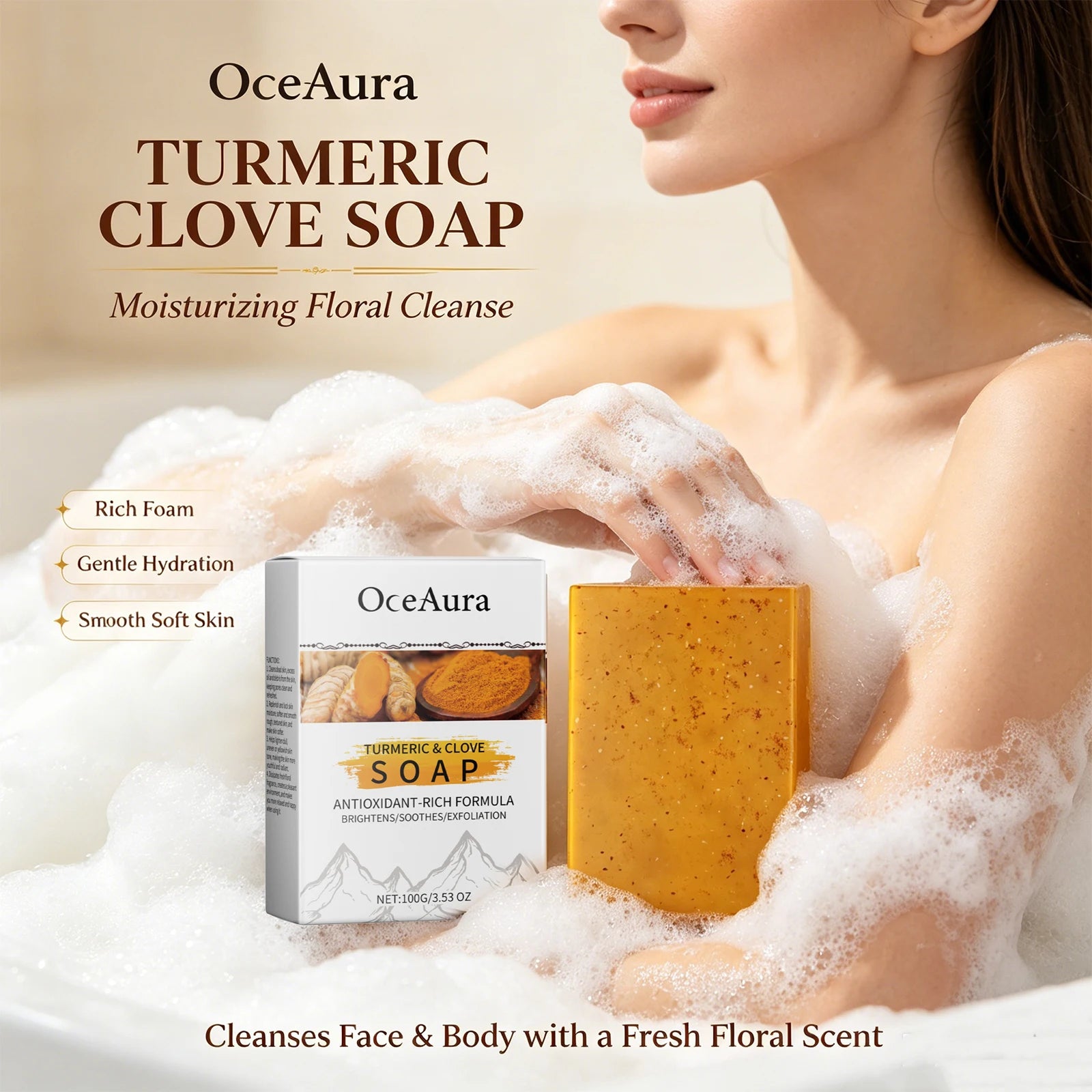 Turmeric and Clove Exfoliating Soap Bar for Face and Body - 1
