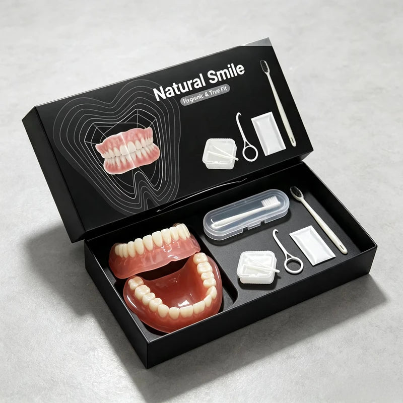 Full Mouth Denture Set with Cleaning and Storage Case - 1