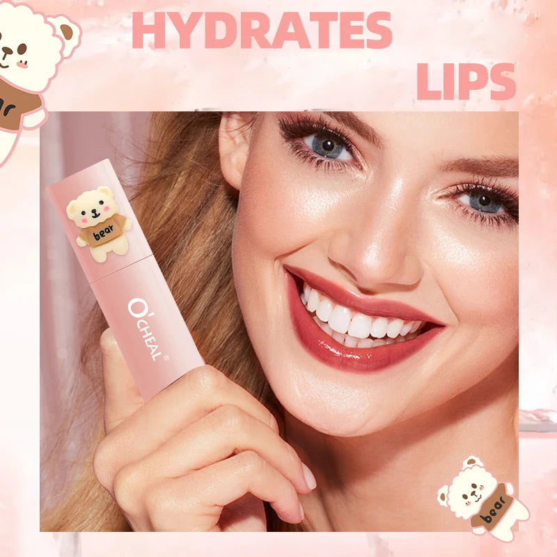 O'CHEAL Teddy Bear Matte Lip Gloss Waterproof Long Lasting Lipstick