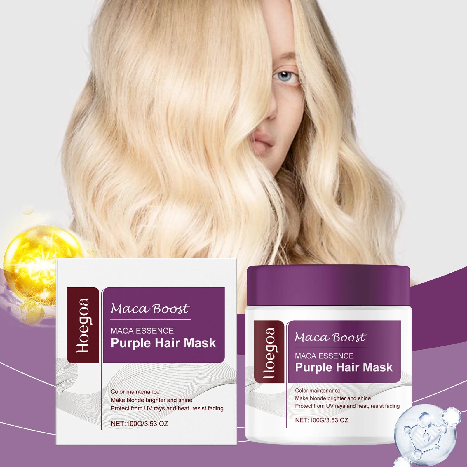 Purple Hair Mask and Shampoo Set for Color Protection - 8