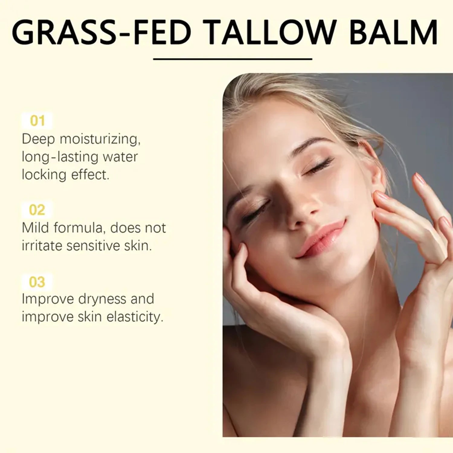 Grass Fed Tallow Balm Bee Venom Caffeine Moisturizer for Dry Skin - 5