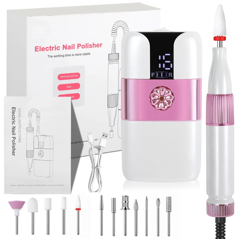 Portable Rechargeable Electric Nail Drill for Manicure and Pedicure