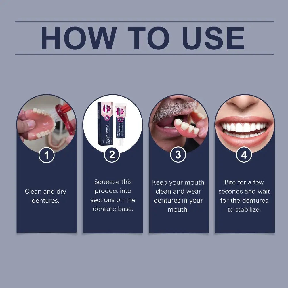 Strong Hold Denture Adhesive Cream for Full and Partial Dentures