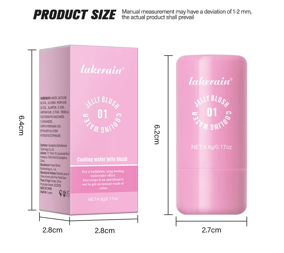 Cooling Water Jelly Blush Stick for Cheeks and Lips
