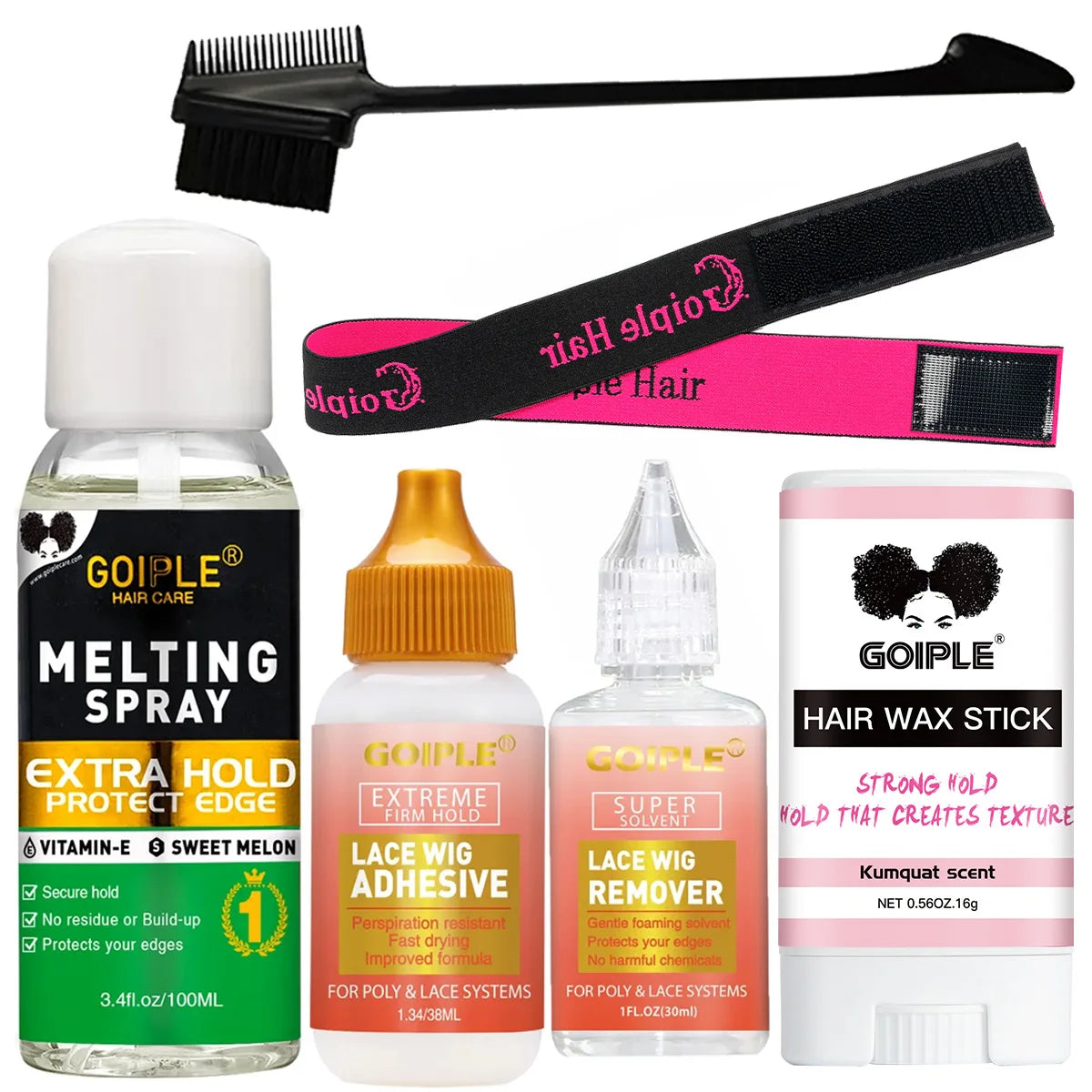 Goiple Lace Wig Adhesive Kit Melting Spray Glue and Hair Wax Stick Set - 1