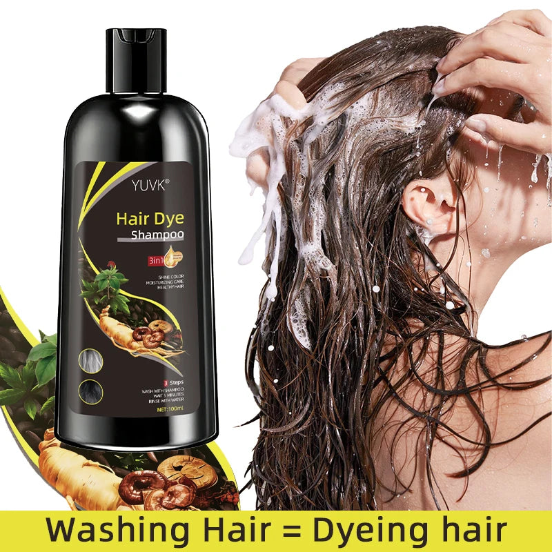 Herbal Hair Dye Shampoo for Gray Hair Coverage 100ml