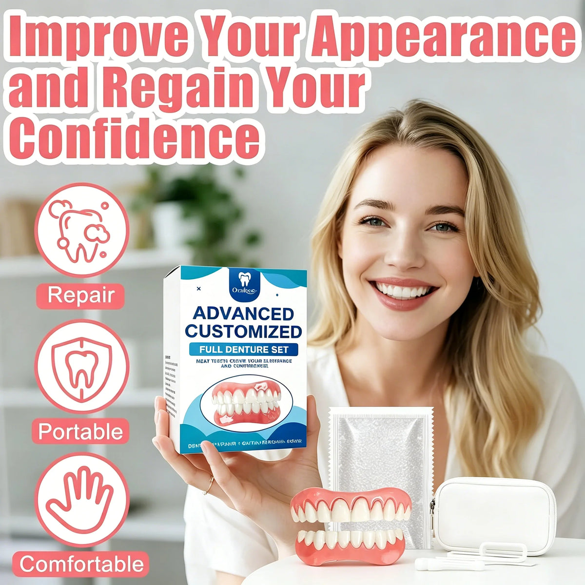 Realistic Temporary Denture Set for Comfortable Smile