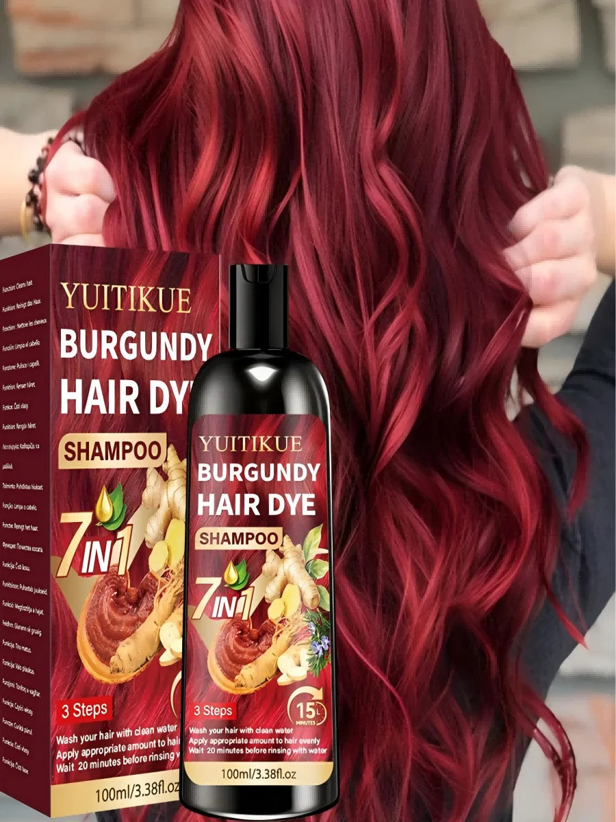 7 in 1 Burgundy Hair Dye Shampoo Natural Herbal Moisturizing 100ml