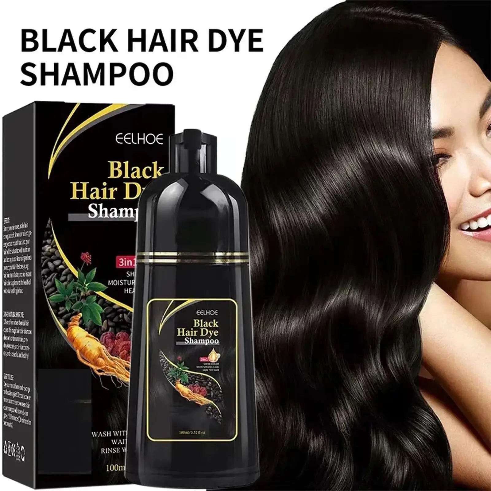 100ml 3 in 1 Herbal Hair Dye Shampoo for Gray Hair Coverage