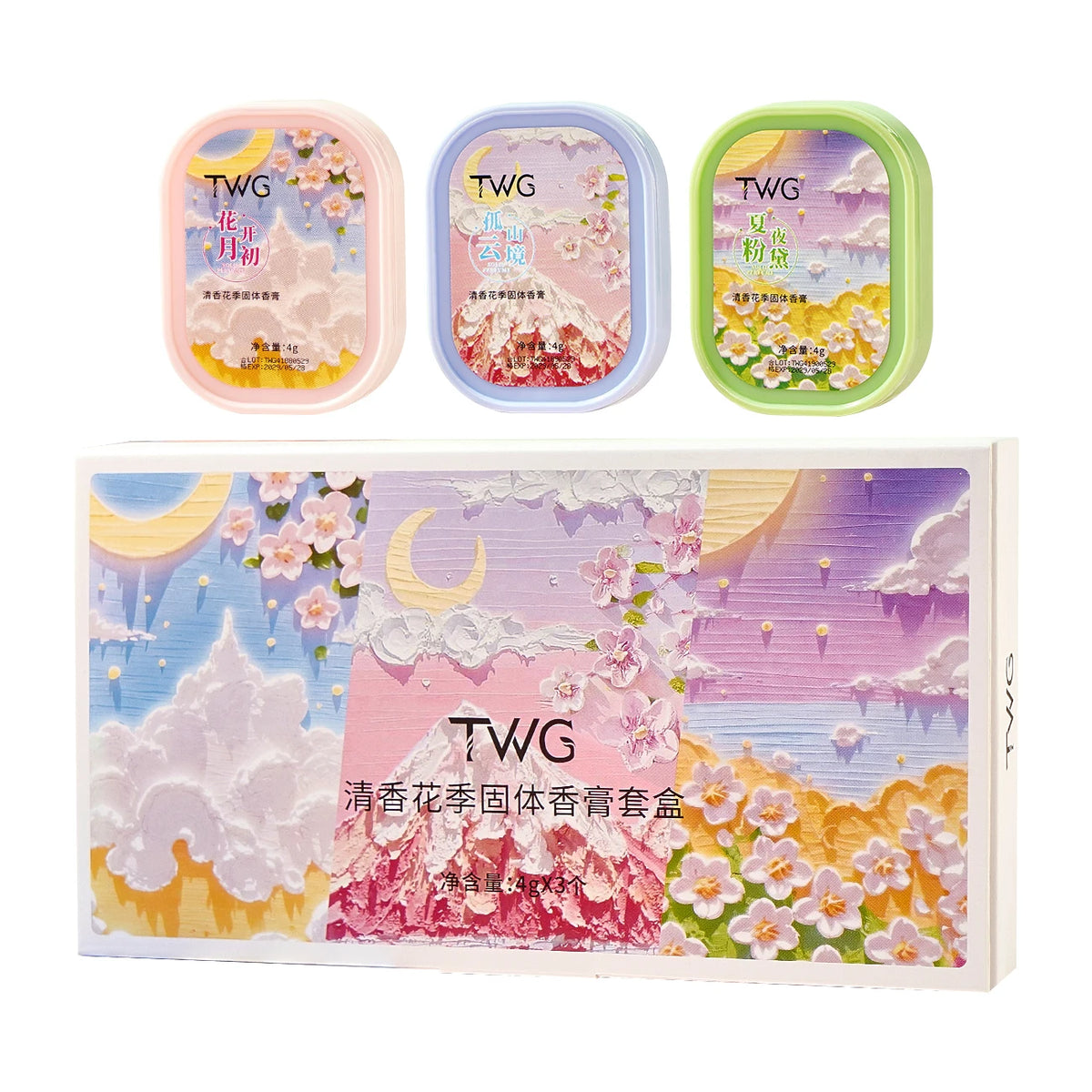 TWG Flower Season Solid Fragrance Set 3pc Portable Perfume Balm