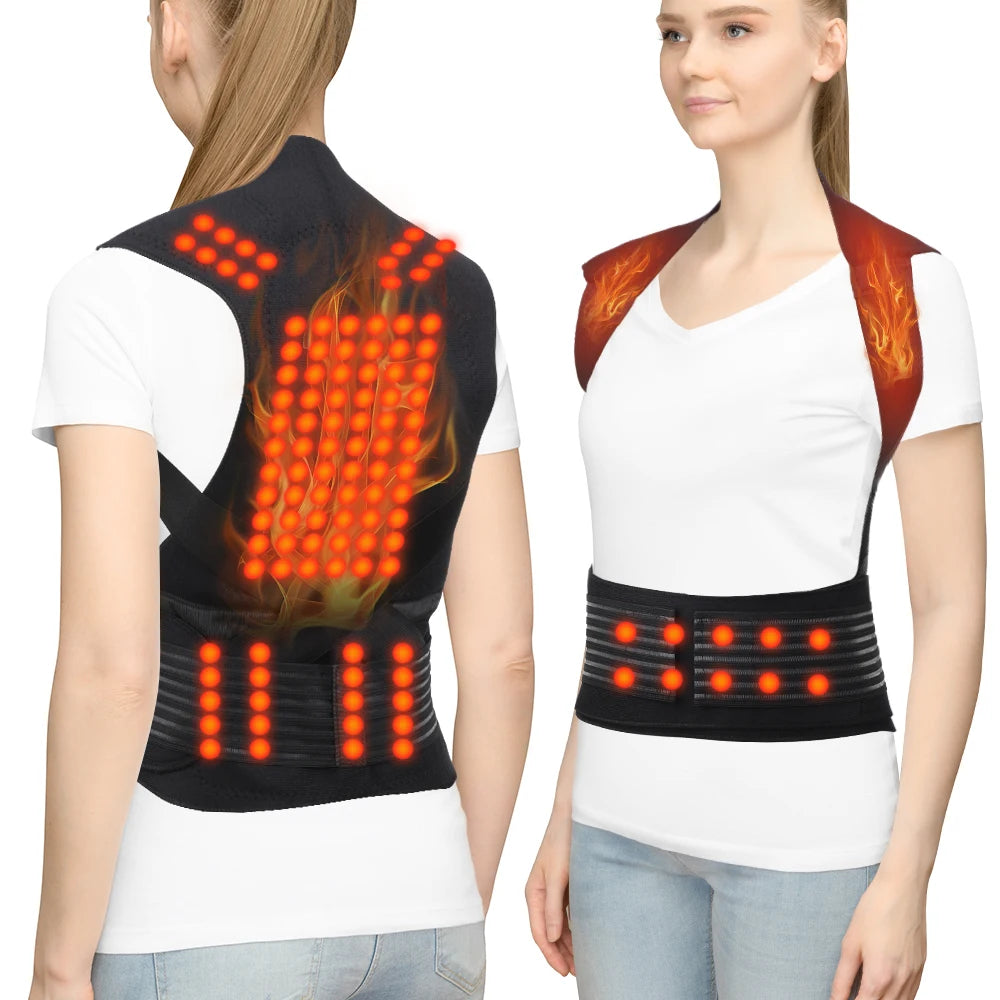 Self-Heating Magnetic Back and Shoulder Support Brace