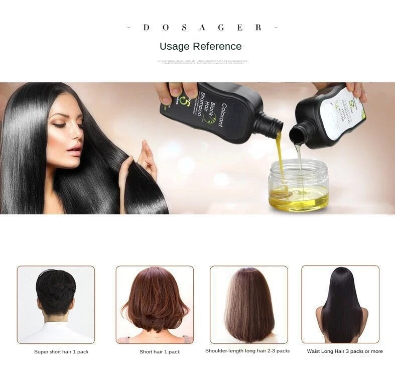 Dexe Black Hair Dye Shampoo Instant Natural Color Restorer 400ml - 10