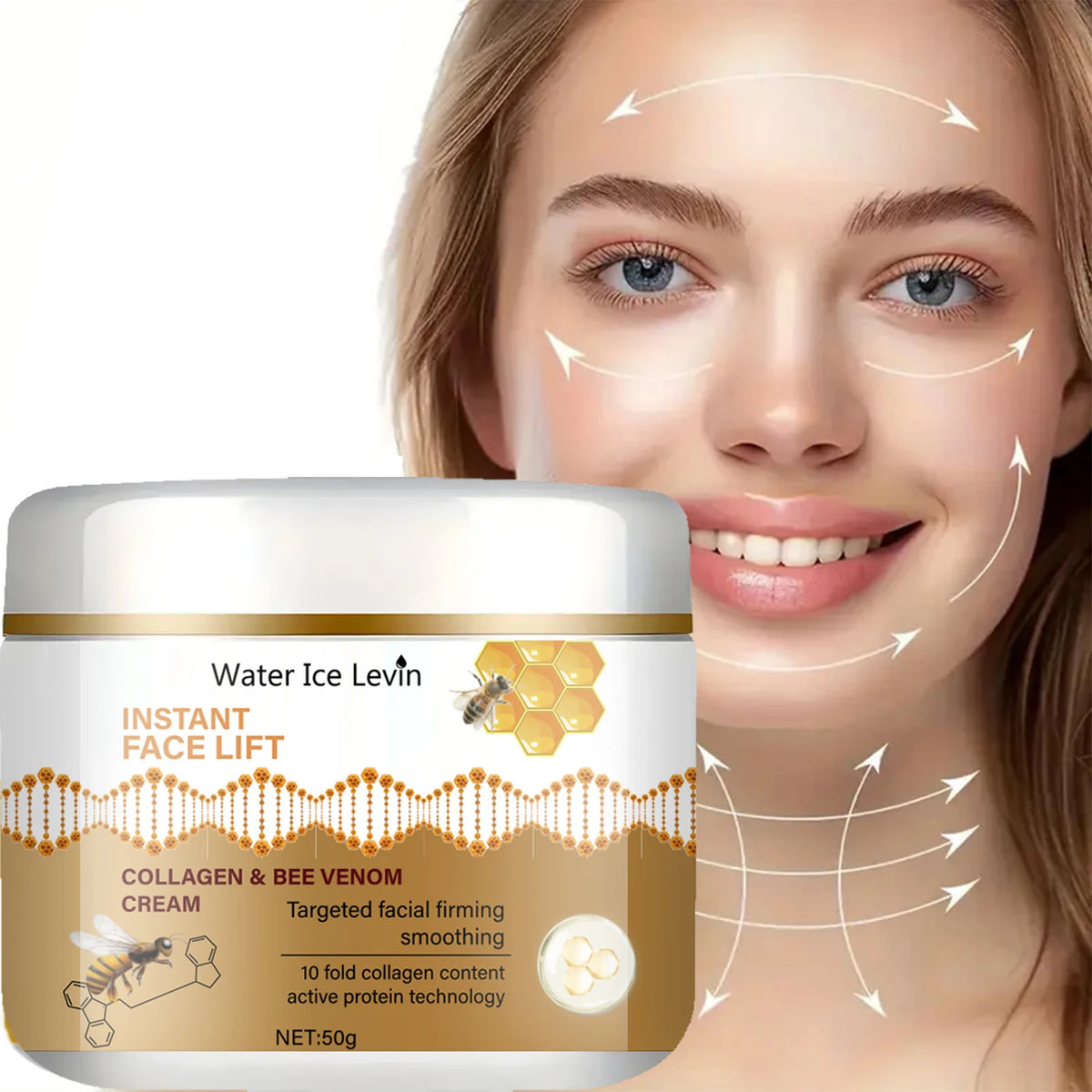 Water Ice Levin Collagen Bee Venom Face Lift Cream Firming Moisturizer