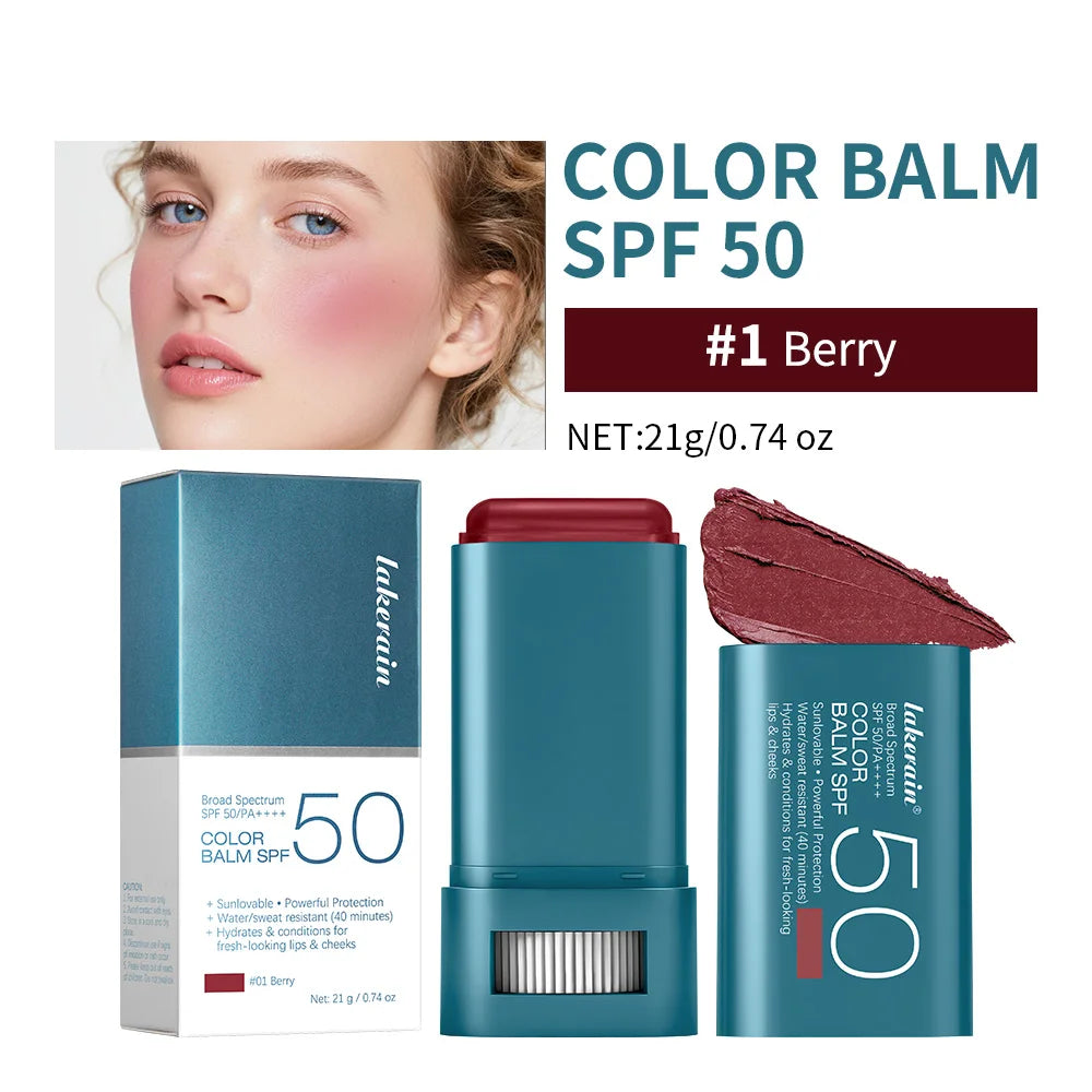SPF 50 Hydrating Blush Stick for Face and Lips - 27