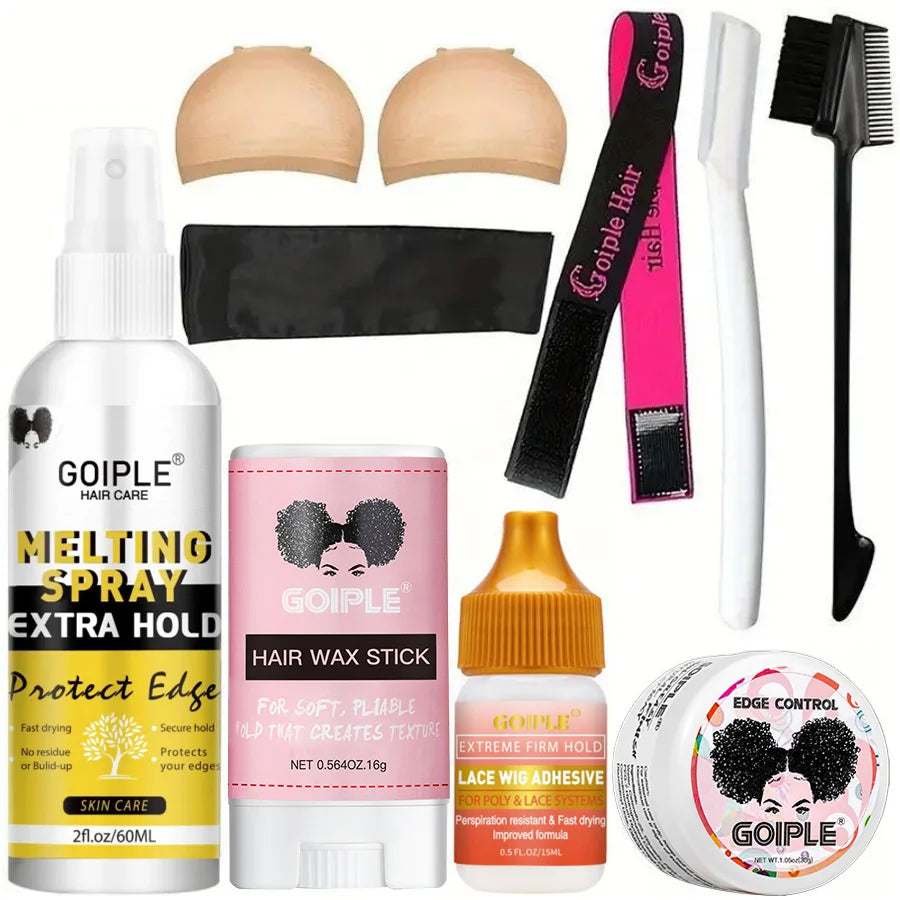 Goiple Wig Installation Kit Lace Glue Melting Spray and Edge Control