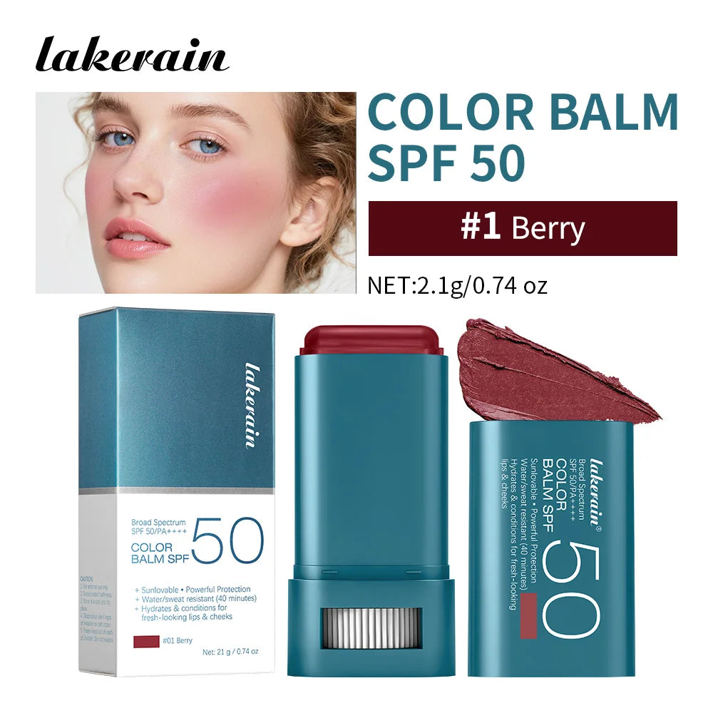 SPF 50 Tinted Sunscreen Blush Stick for Cheeks and Lips - 27