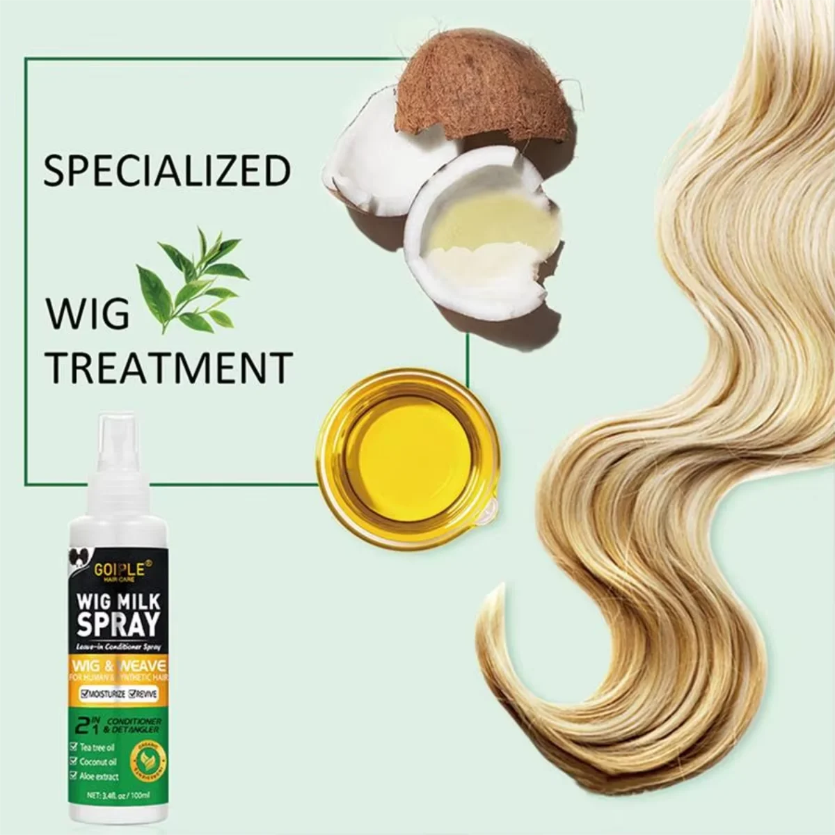 Goiple Wig Milk Spray Detangler and Hair Care Kit for Synthetic Wigs