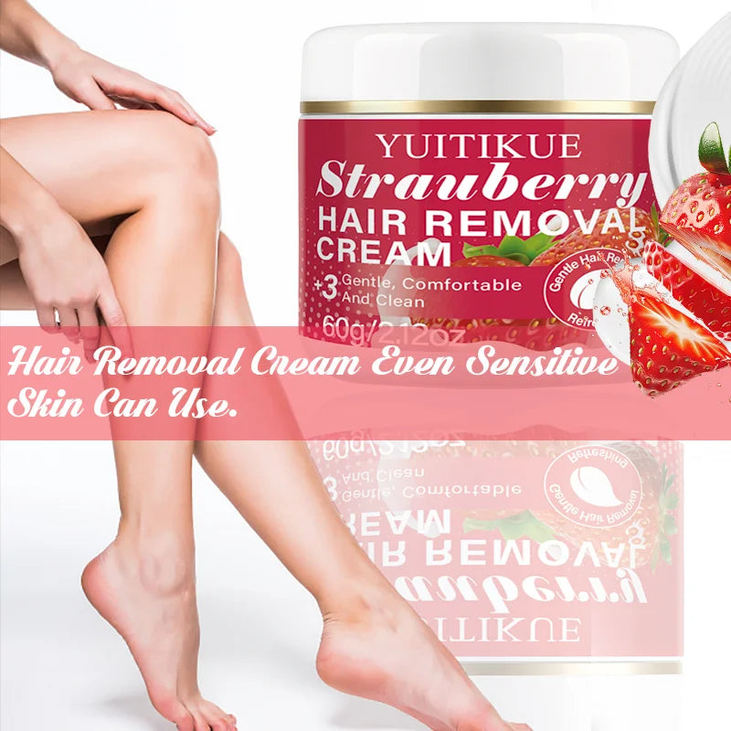 YUITIKUE Strawberry Hair Removal Cream Gentle Painless Depilatory - 6
