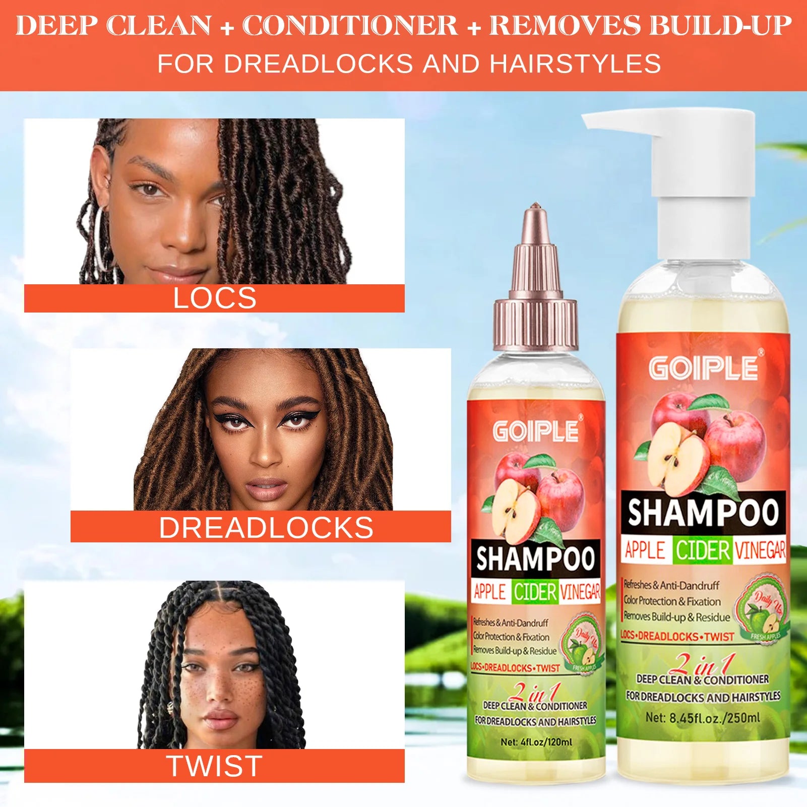 Goiple 2 in 1 Apple Cider Vinegar Shampoo and Conditioner for Locs - 3