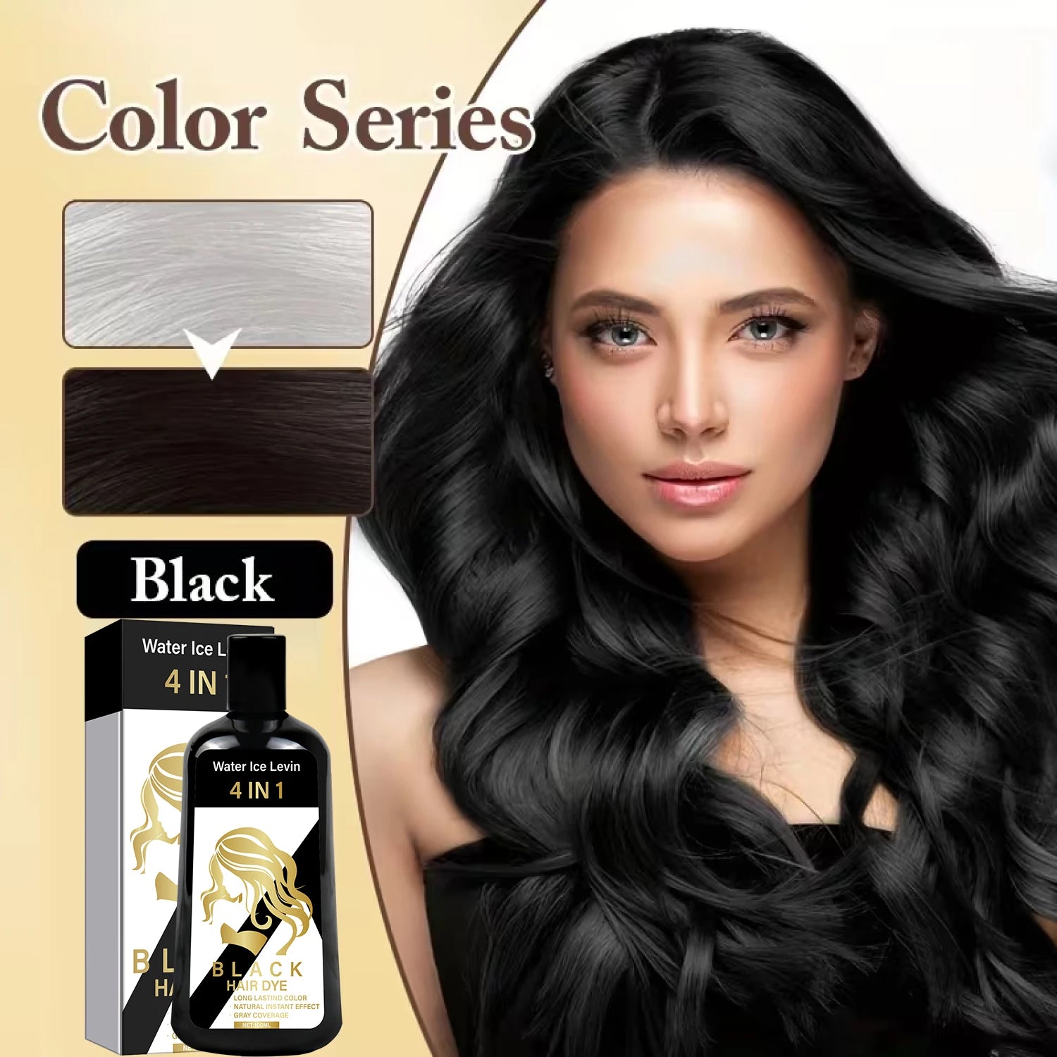 4 in 1 Black Hair Dye Shampoo with Biotin Collagen and Hyaluronic Acid - 1