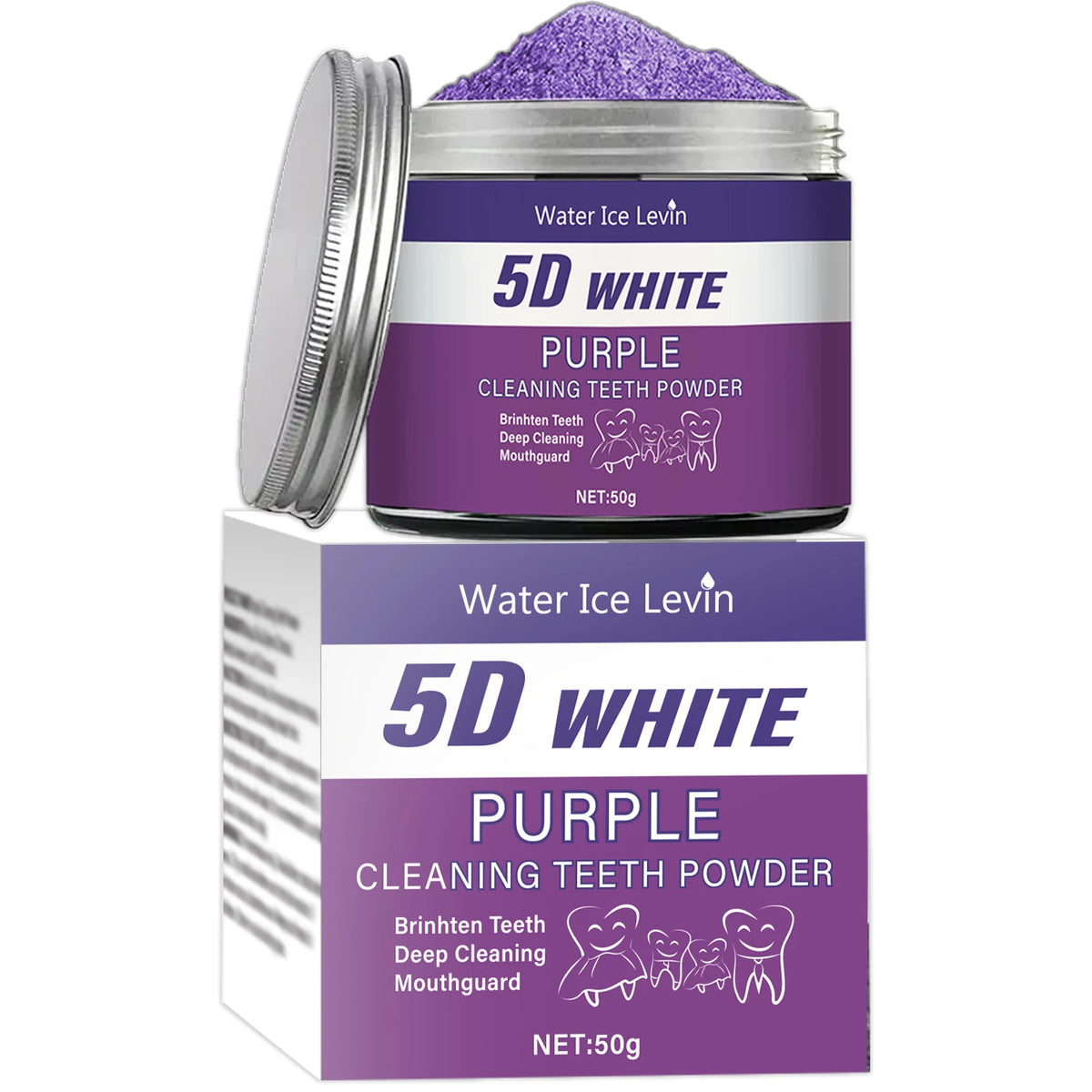 Purple Teeth Whitening Powder 50g Deep Cleaning Stain Removal