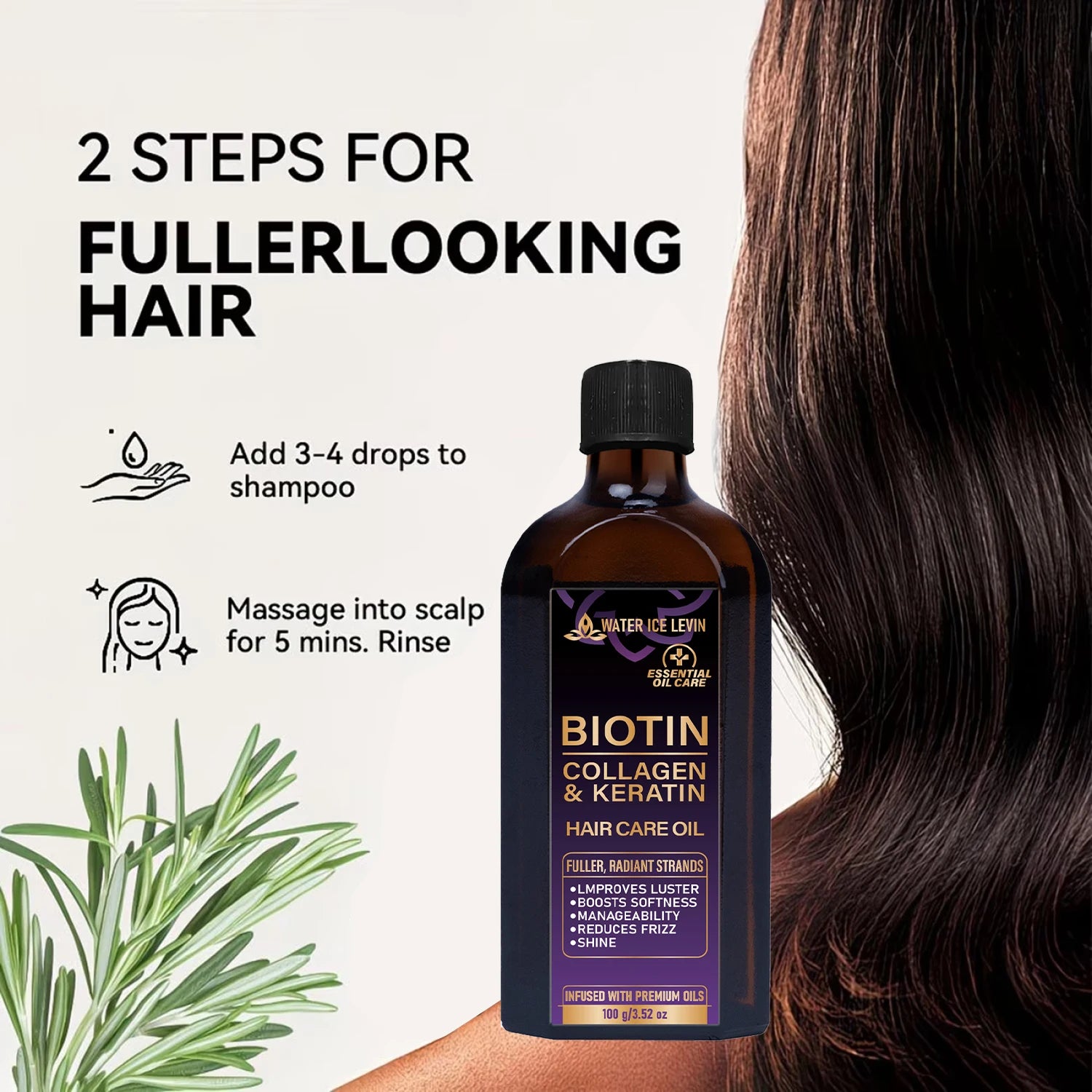 Biotin Collagen Keratin Hair Oil Anti Frizz Shine Treatment 100g - 5