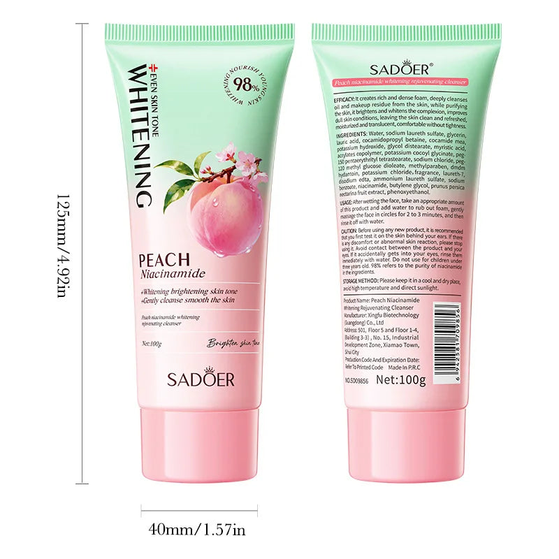 SADOER Peach Niacinamide Facial Cleanser Brightening Face Wash 100g