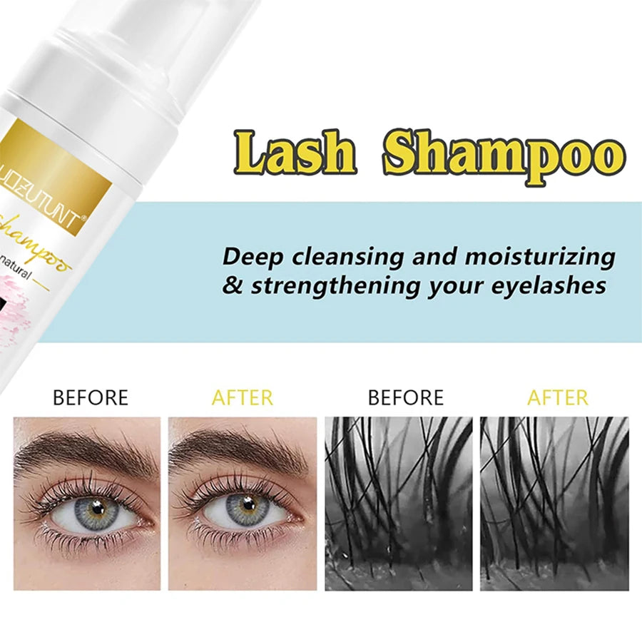 100ml Eyelash Extension Shampoo Foam Cleanser with Cleaning Tool Kit