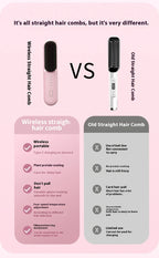 Cordless Ionic Hair Straightening Brush for Fast Styling