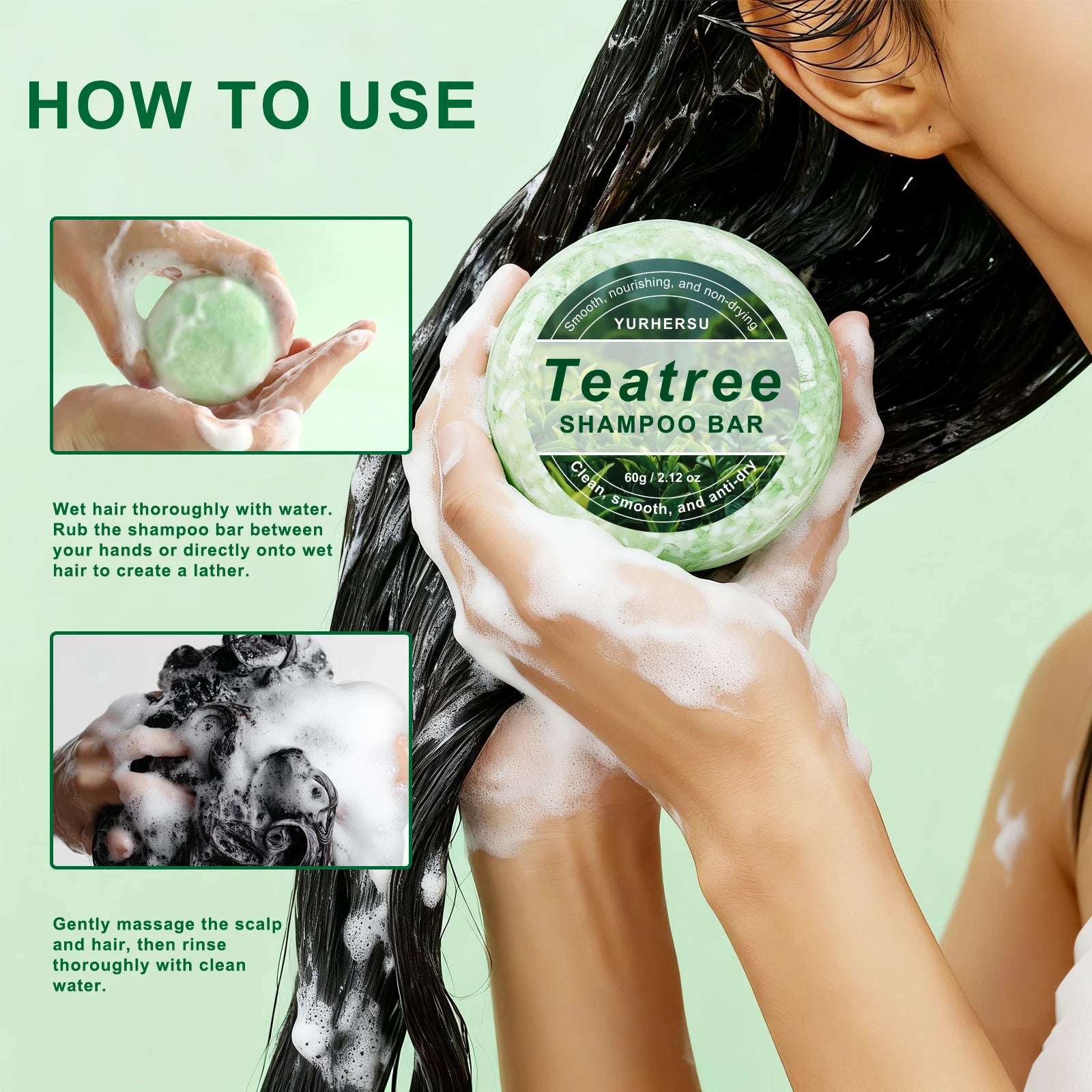 Tea Tree Shampoo Bar Oil Control Anti Dandruff Solid Hair Soap - 5