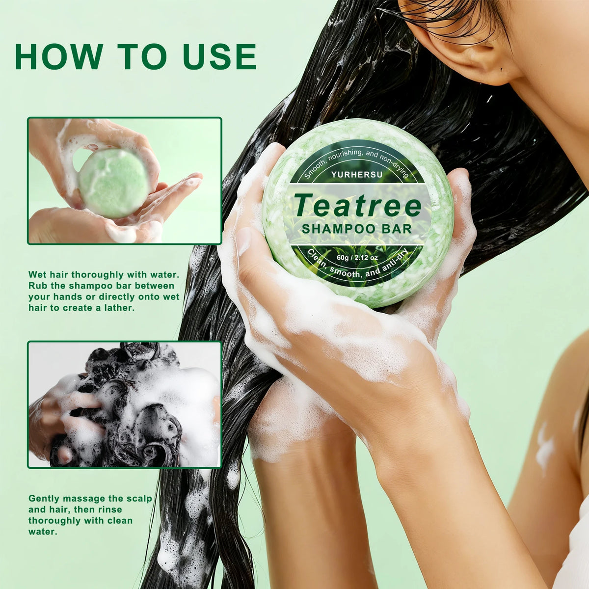 Tea Tree Shampoo Bar Oil Control Anti Dandruff Solid Hair Soap