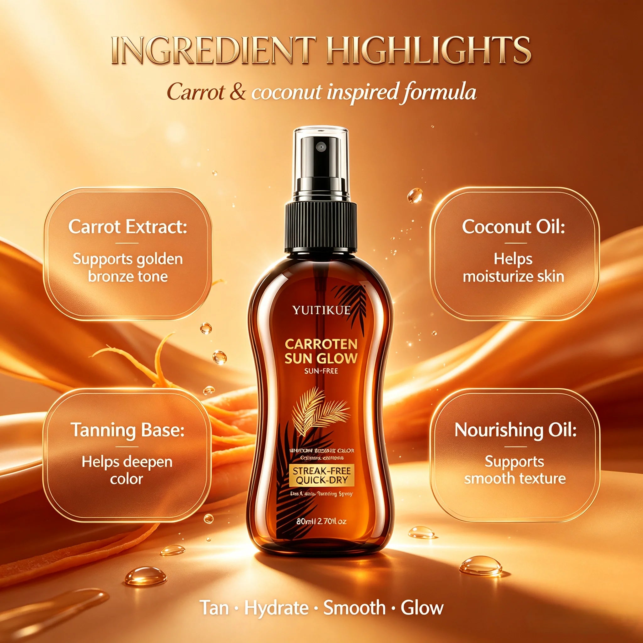 YUITIKUE Self Tanning Spray Streak Free Bronzing Sunless Tanning Mist - 4