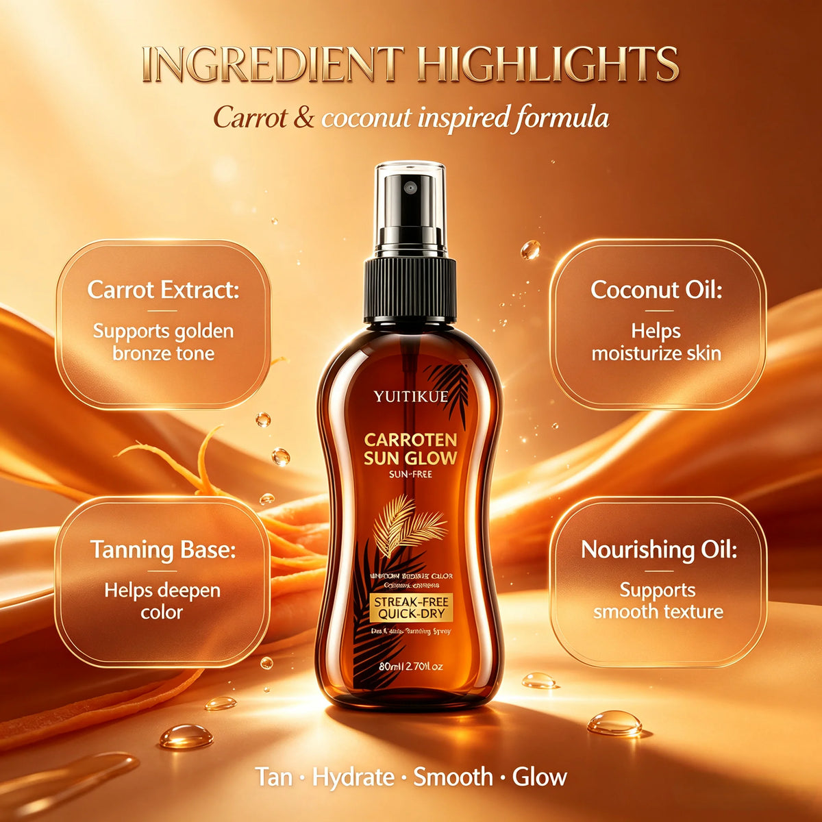 YUITIKUE Self Tanning Spray Streak Free Bronzing Sunless Tanning Mist