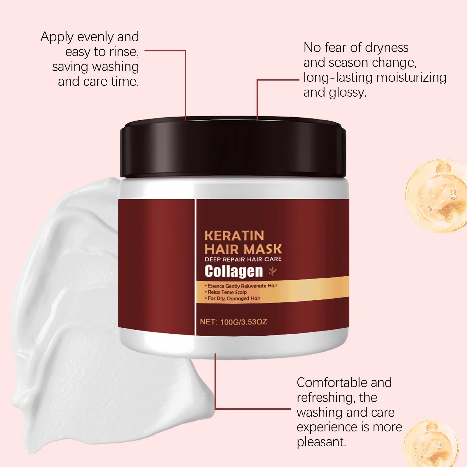 Keratin Collagen Hair Repair Mask 100g for Dry and Damaged Hair - 6