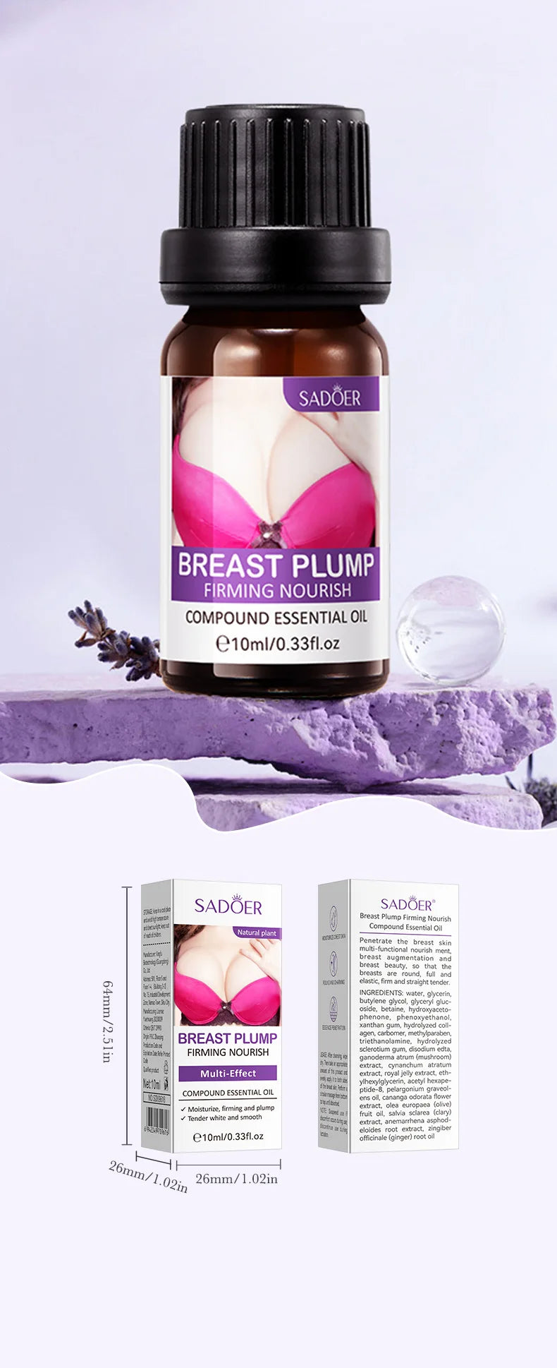 Sadoer Breast Enhancement Care Set Firming Cream and Essential Oil