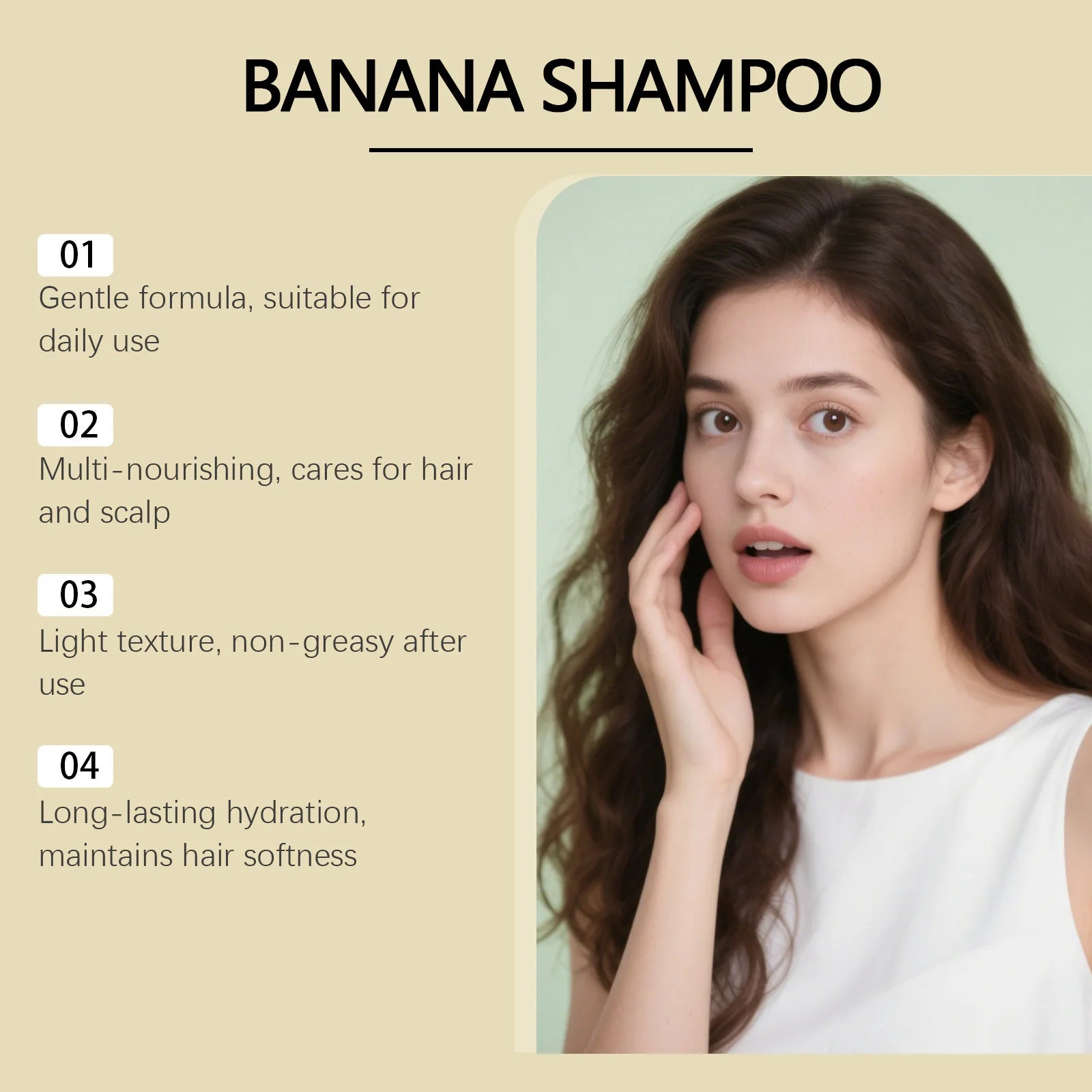 Banana Shampoo Moisturizing Hair Treatment for Dry and Frizzy Hair 100ml