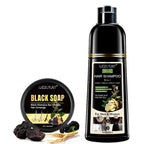 3 in 1 Black Hair Dye Shampoo and Soap for Gray Hair Coverage