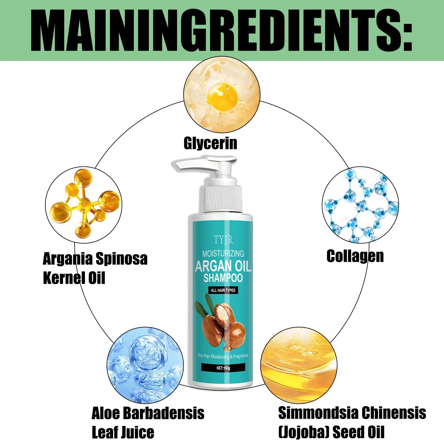 Argan Oil Moisturizing Shampoo for All Hair Types 150g - 6
