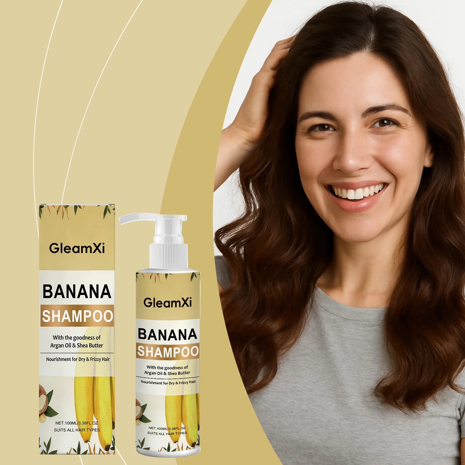 Banana Shampoo Moisturizing Hair Treatment for Dry and Frizzy Hair 100ml