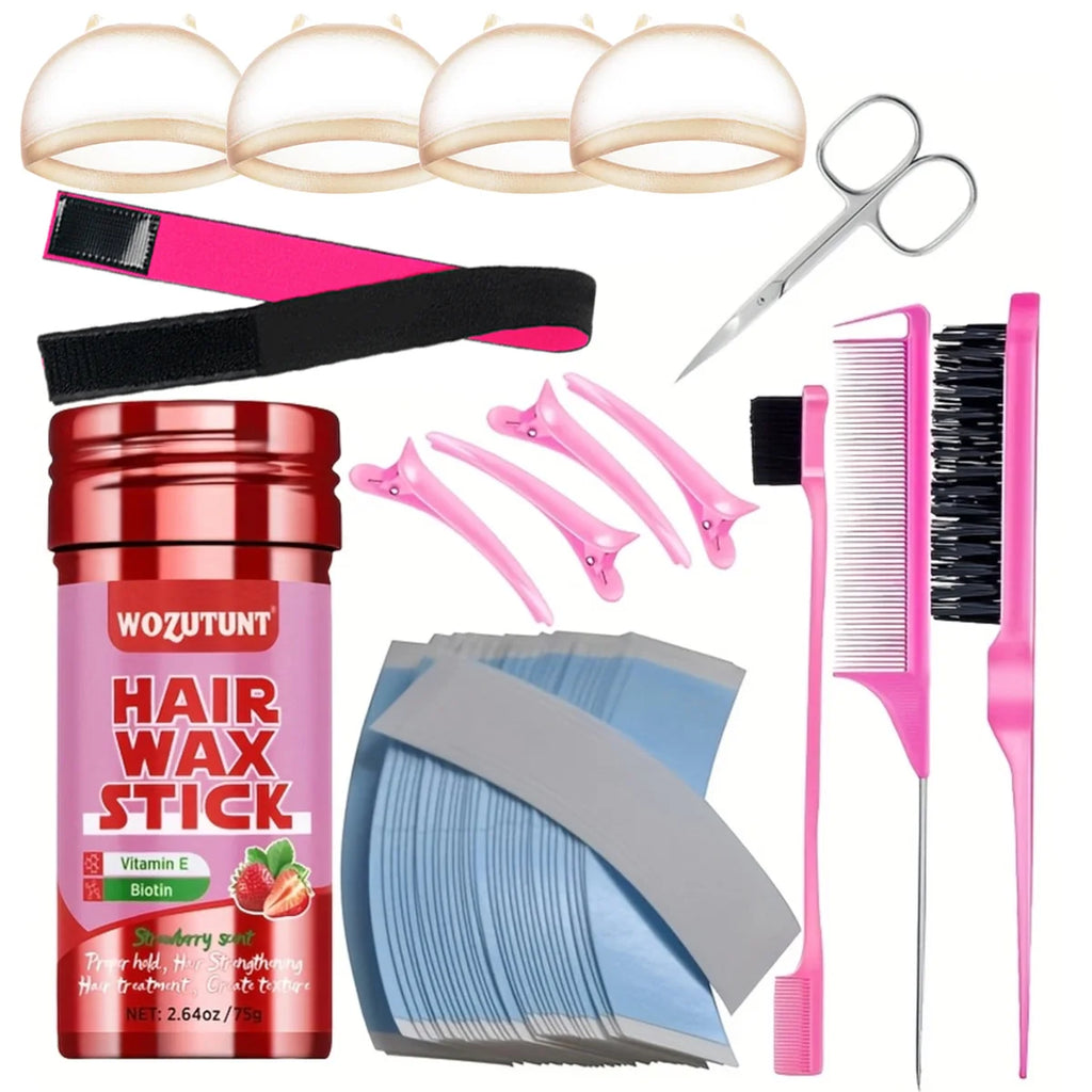 Hair Wax Stick with Styling Accessories Kit for Flyaway Control