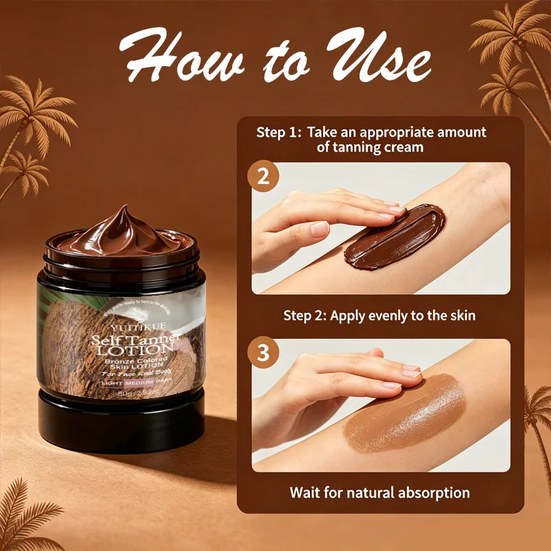 YUITIKUE Coconut Self Tanner Lotion Medium Bronze Sunless Tanning Cream