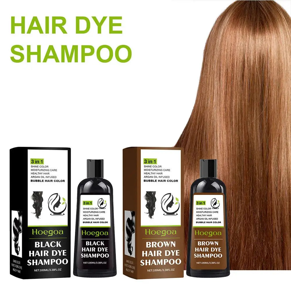 3 in 1 Herbal Hair Color Shampoo 100ml Black or Brown Dye
