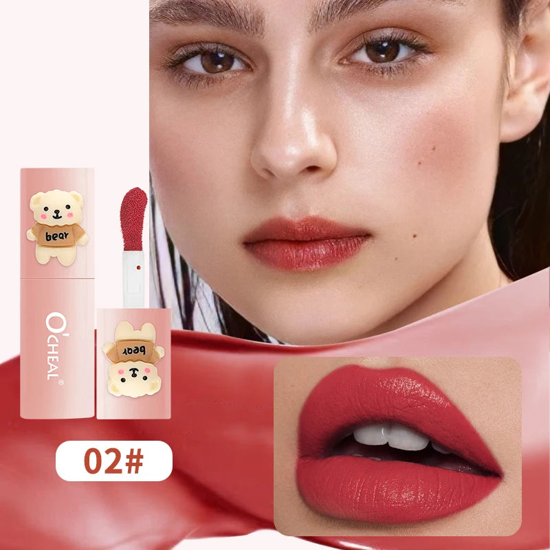 O'CHEAL Teddy Bear Matte Lip Gloss Waterproof Long Lasting Lipstick - 24
