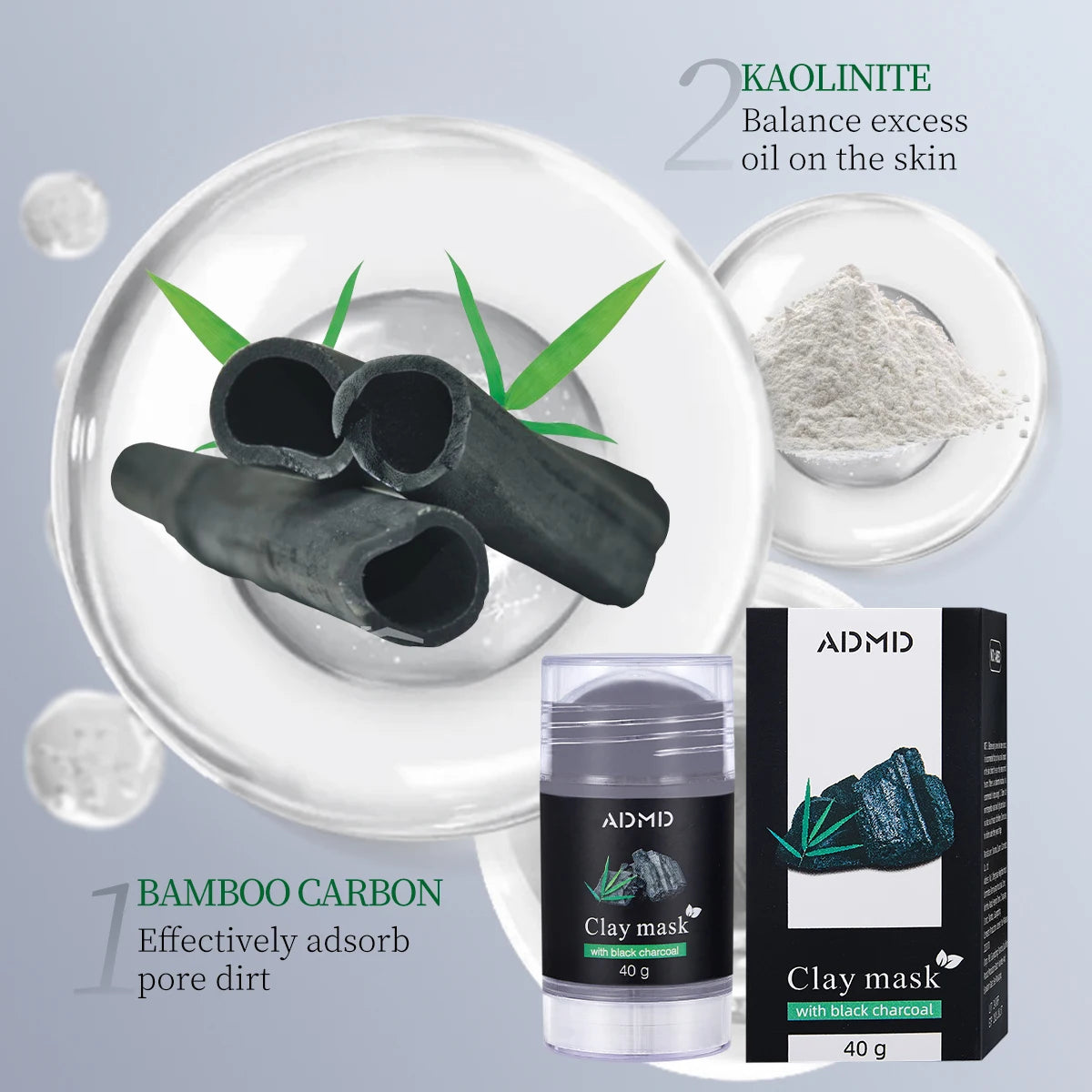 ADMID Bamboo Charcoal Mud Mask Stick Deep Cleansing Facial Treatment - 5